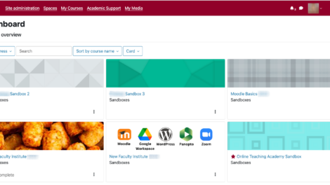 a screenshot of a Moodle dashboard